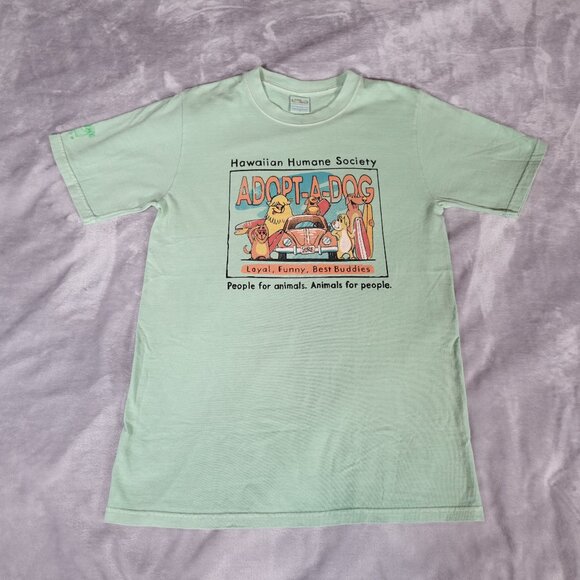 Crazy Shirts Hawaii Humane Society T Shirt Mens Small Animals Lime Dyed Green - Picture 2 of 9